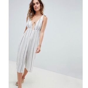 NWT ASOS Stripe Plunge Culotte Jumpsuit
